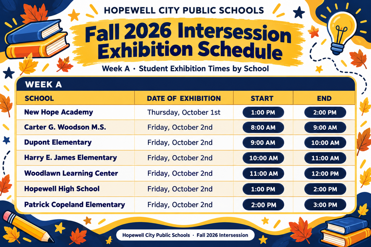  Fall Intersession Week A Presentations of Learning Schedule
