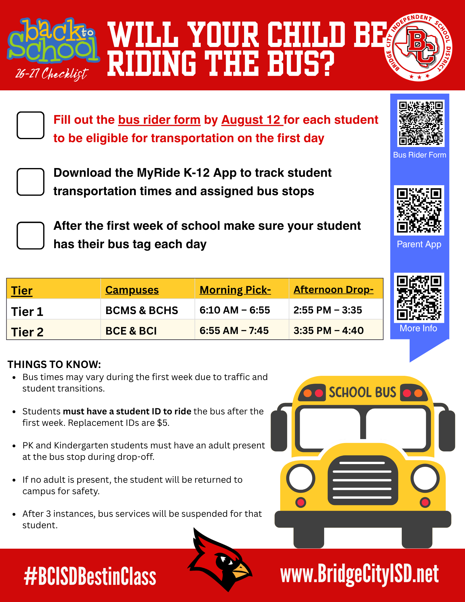 🚌 Action Required: Complete the 26-27 Bus Rider Form!