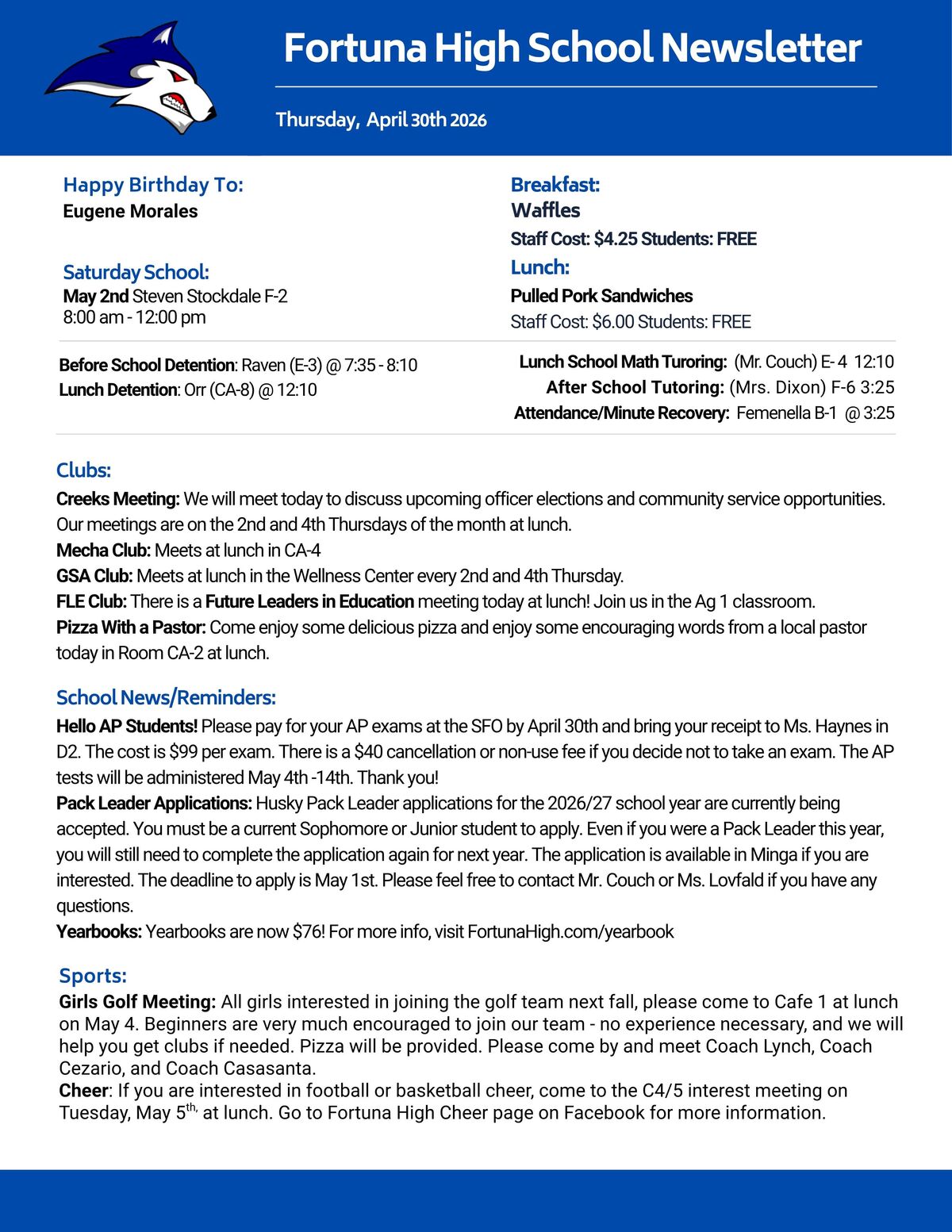 Bulletin 04/30/2026