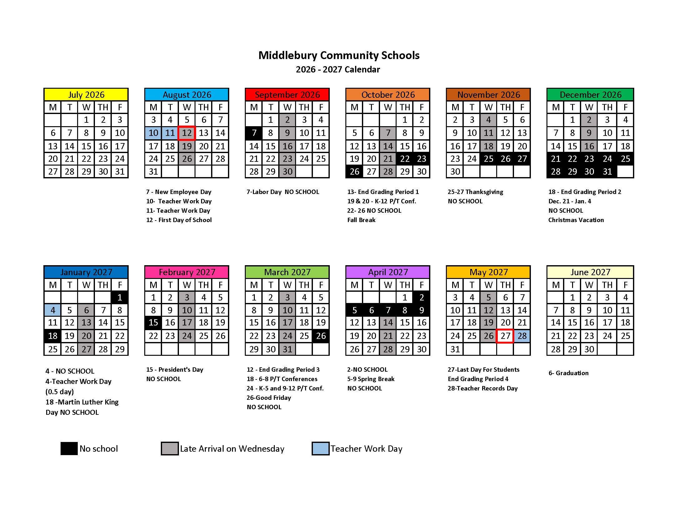 2026-2026 School Calendar