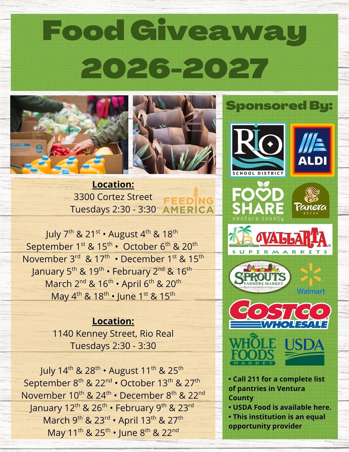 Food Giveaway Today at Rio Real 2:30-3:30