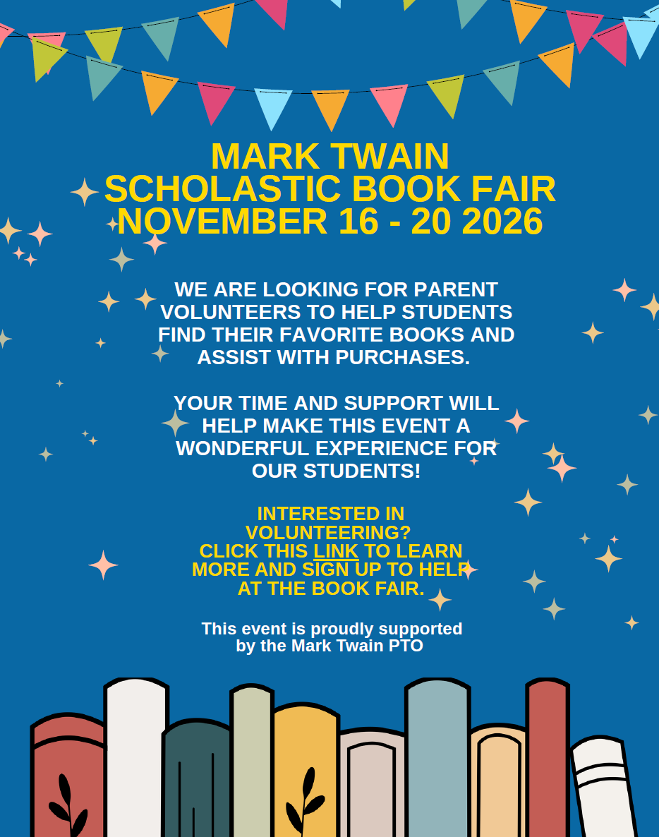 Mark Twain Scholastic Book Fair Nov 16-20 2026