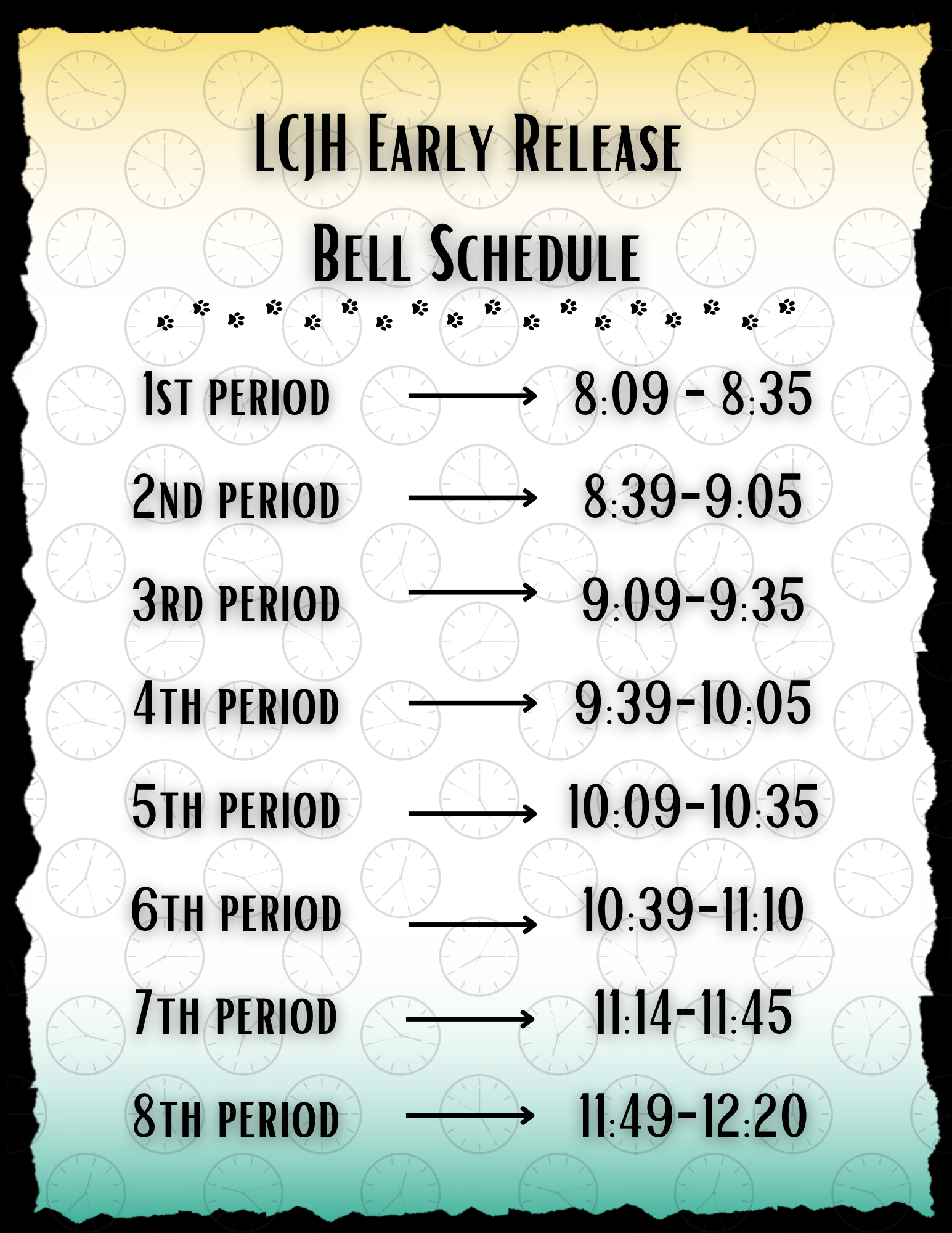 Early Release Bell Schedule