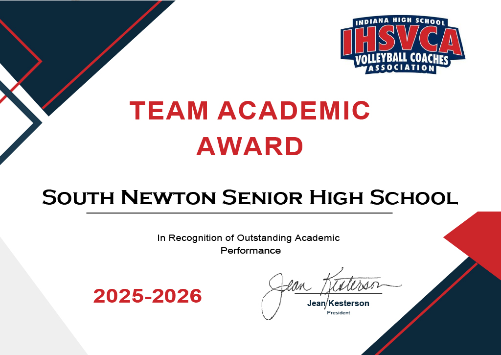 South Newton High School Varsity Volleyball Program Earns 2025-26 IHSVCA Team Academic Award