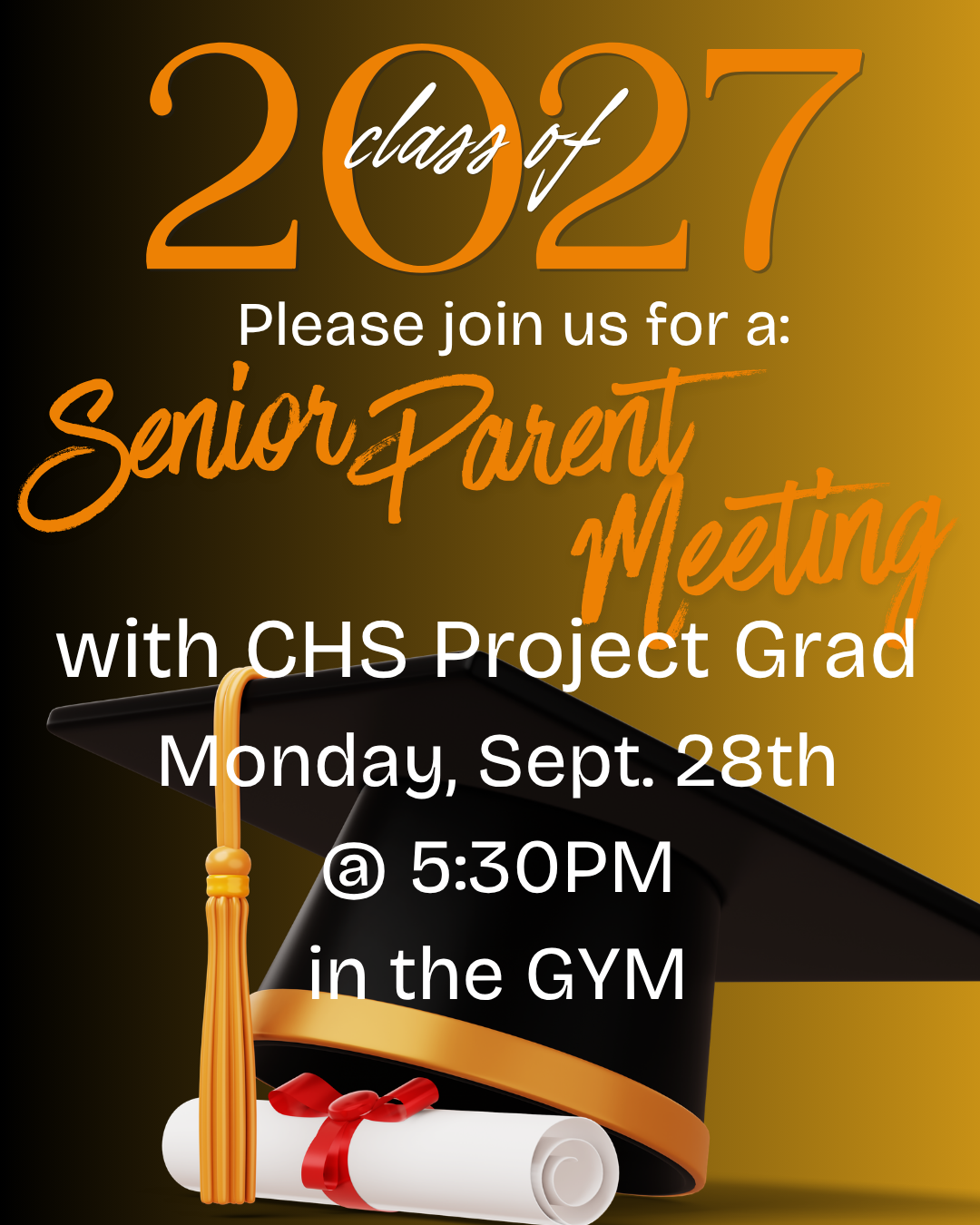 Senior Parent Meeting -Monday 9/28 (P/T Conf.)