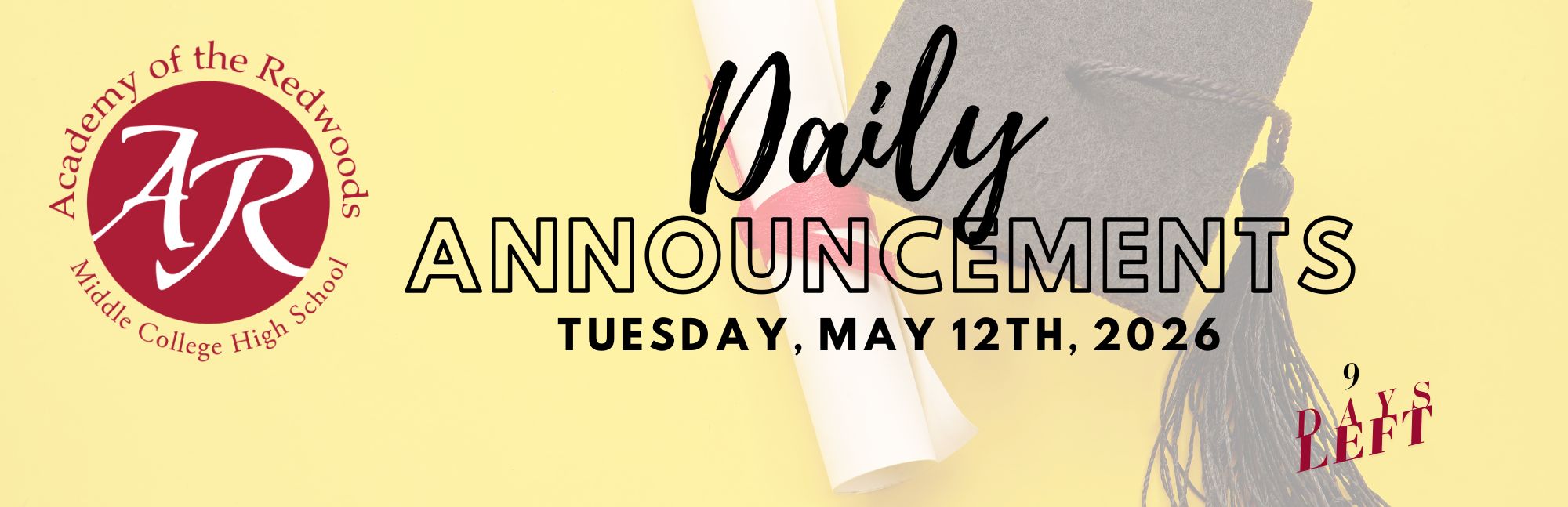 Daily Announcements - Tuesday, May 12th