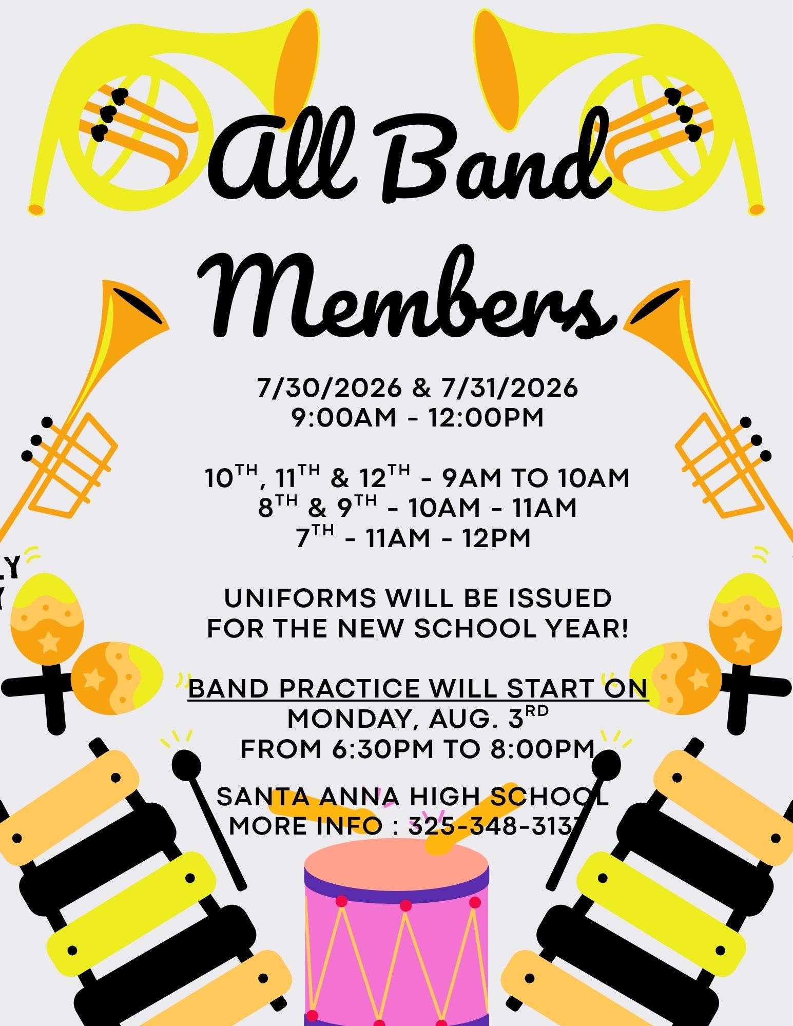 Band Student Schedule
