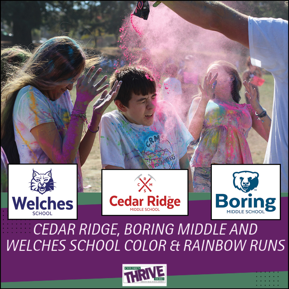 Cedar Ridge, Boring Middle and Welches School Color & Rainbow Runs!