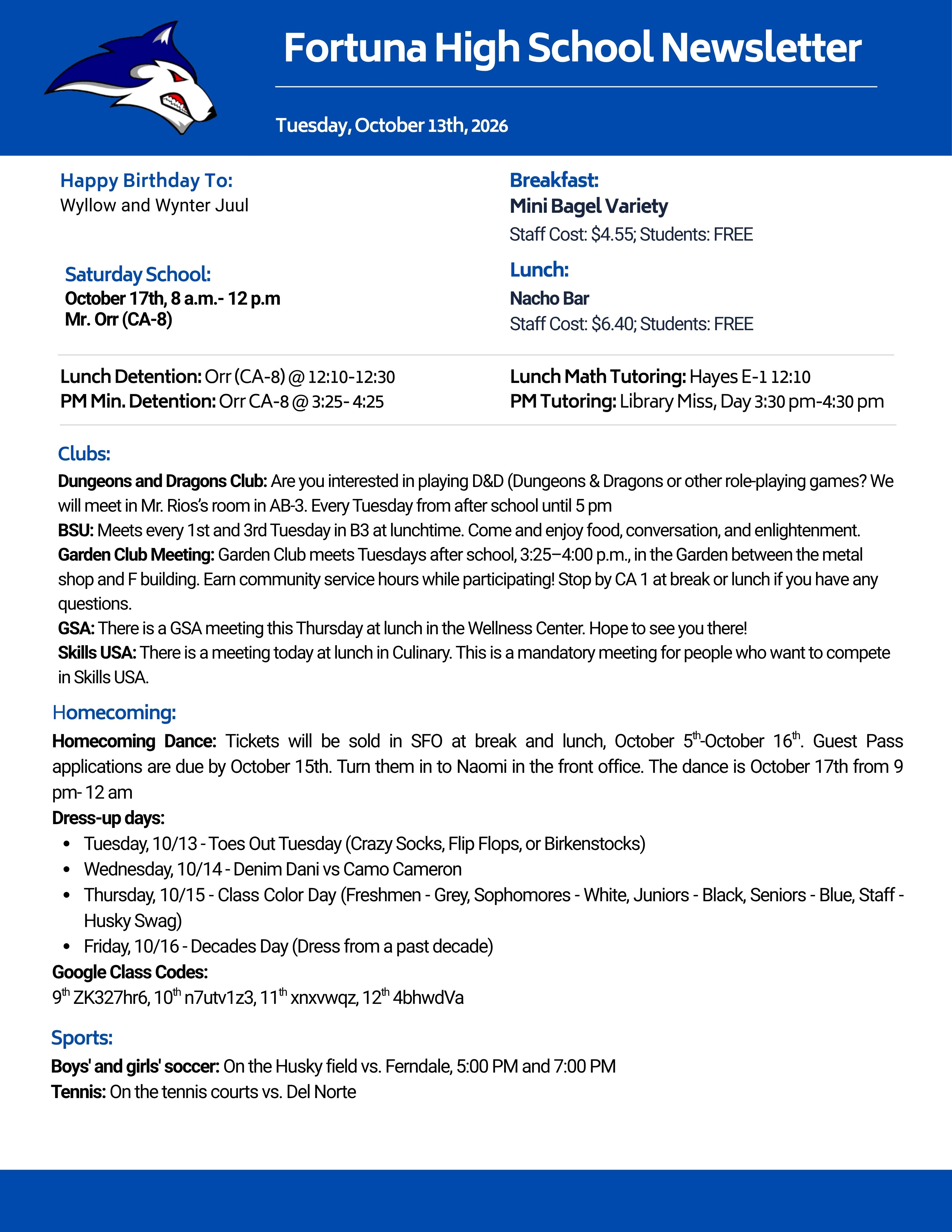 Bulletin 10/12/2026