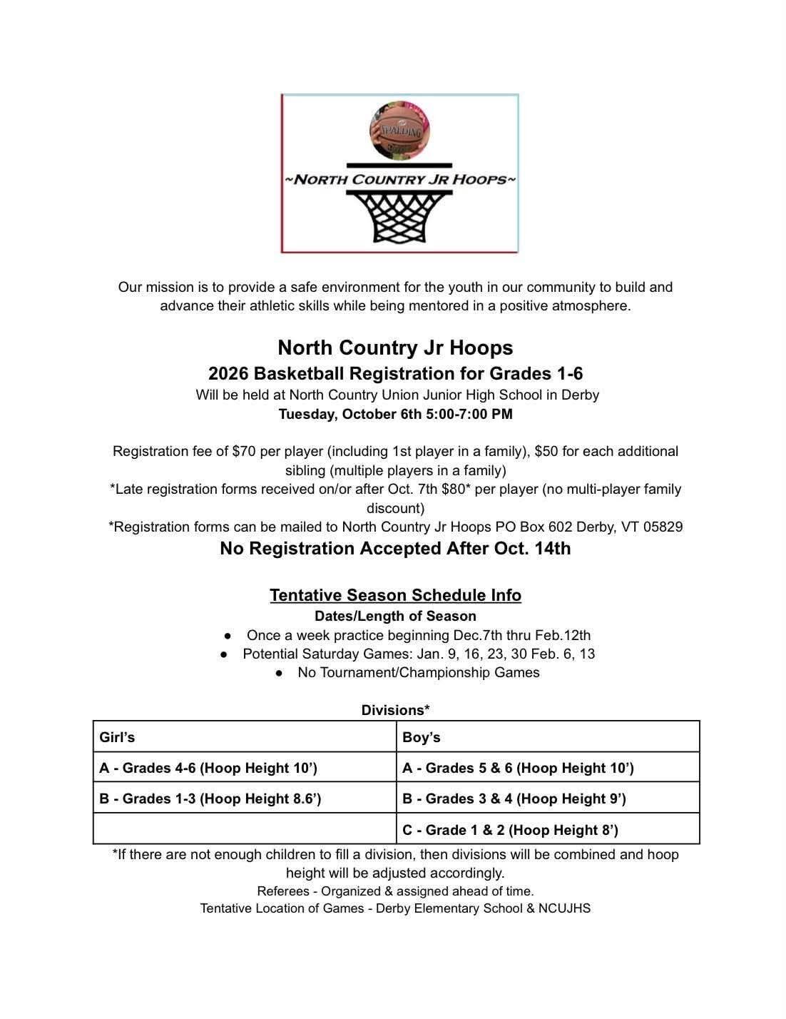 North Country Junior Hoops 