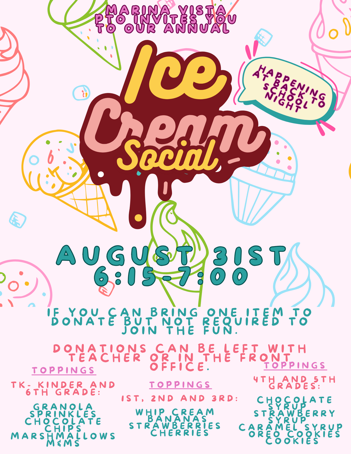 Ice Cream Social during Back to School night!