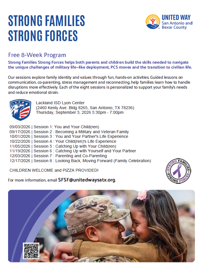 Reminder: Strong Families Strong Forces: Lackland ISD Upcoming Group Class