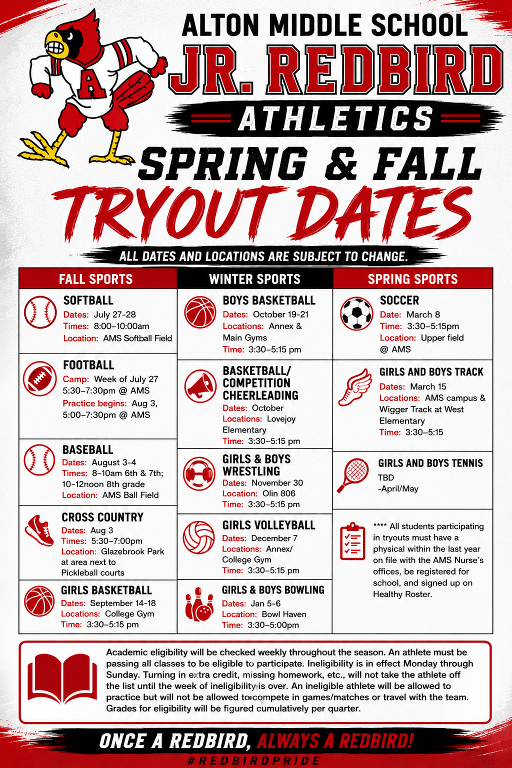 AMS Spring and Fall Tryout Dates