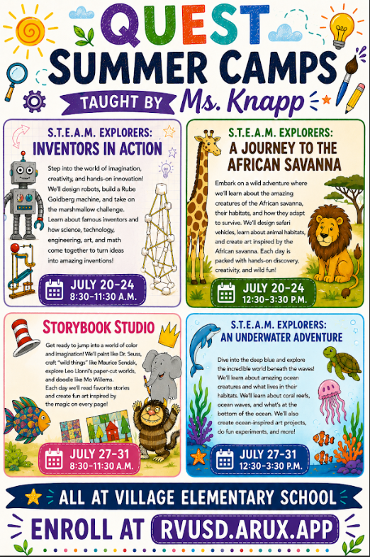 Quest Summer Camps Taught by Ms. Knapp