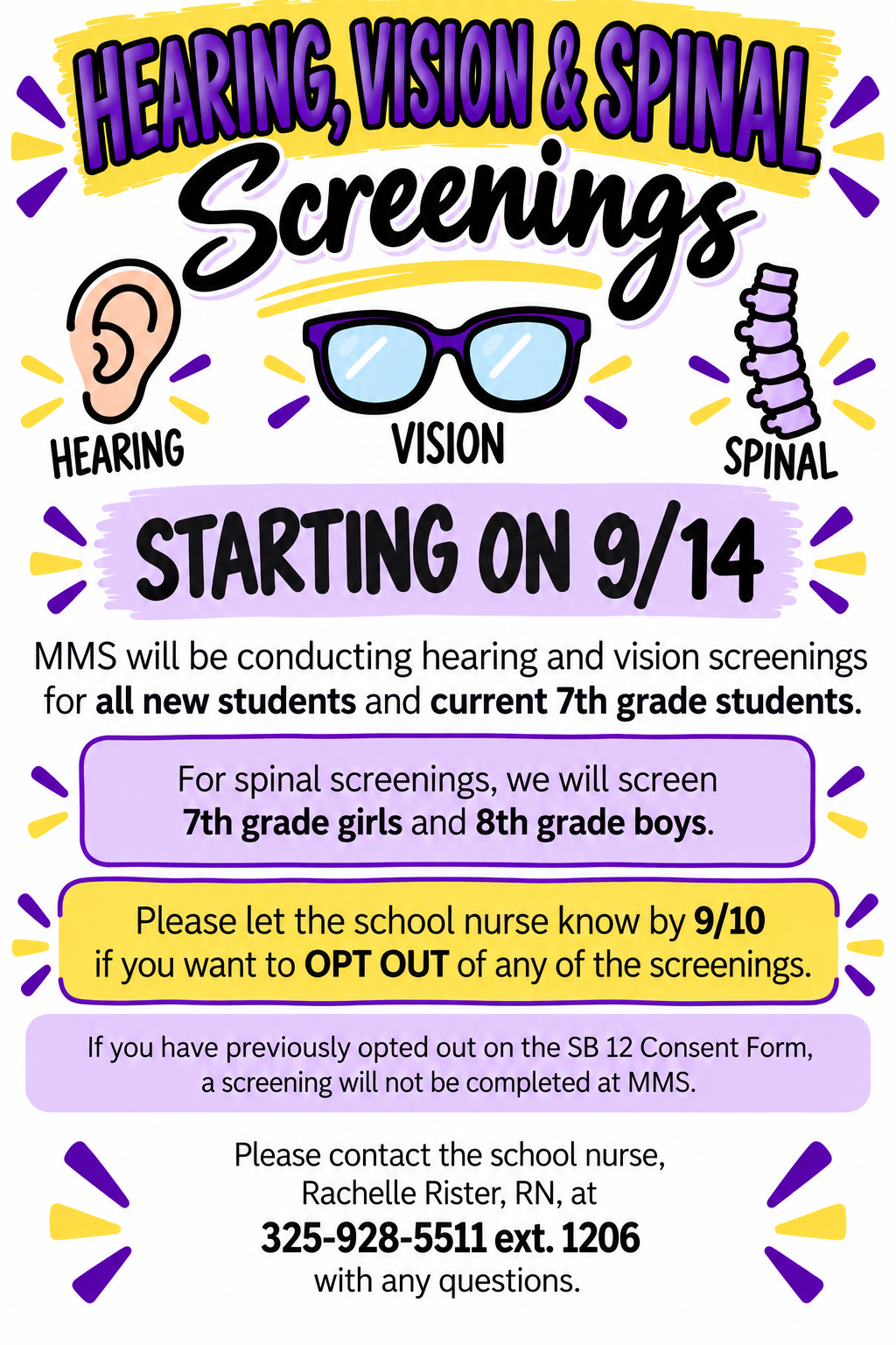 Hearing, Vision, and Spinal Screenings