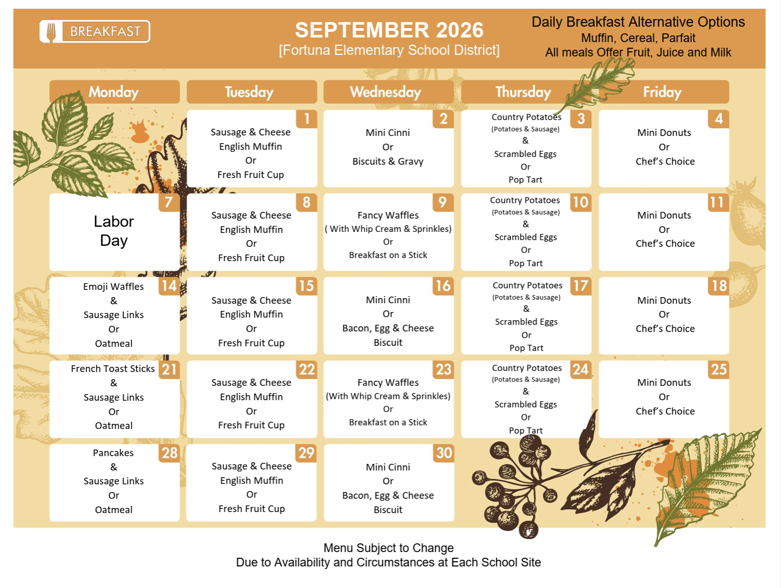 September Menus 🍎🍔😋