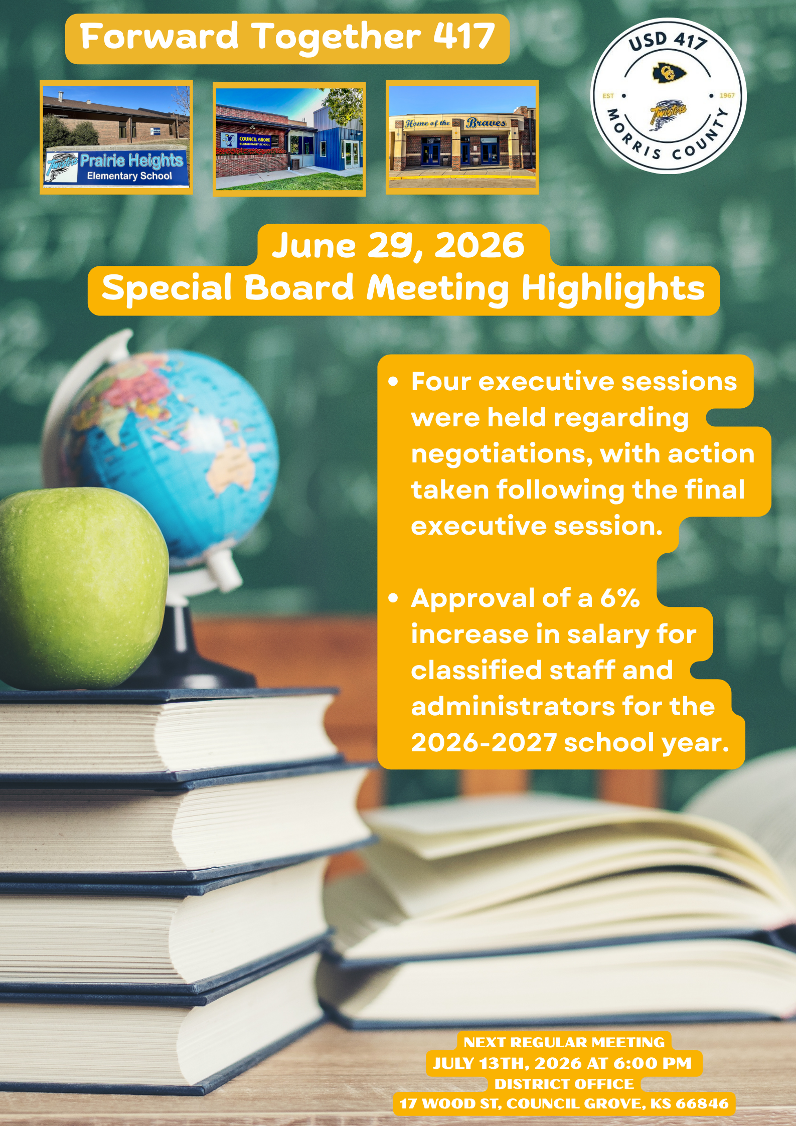 USD 417 Special BOE Meeting Highlights - June 29