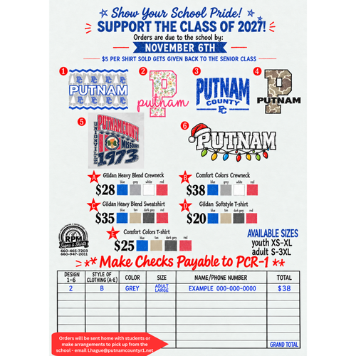 New Putnam Apparel • Support the PCHS Class of 2027! 💙