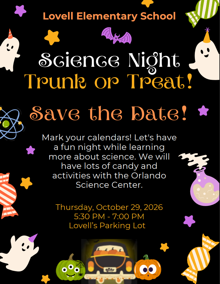 🎃👻 Science Night—Trunk or Treat!_Oct. 29 - SAVE THE DATE!