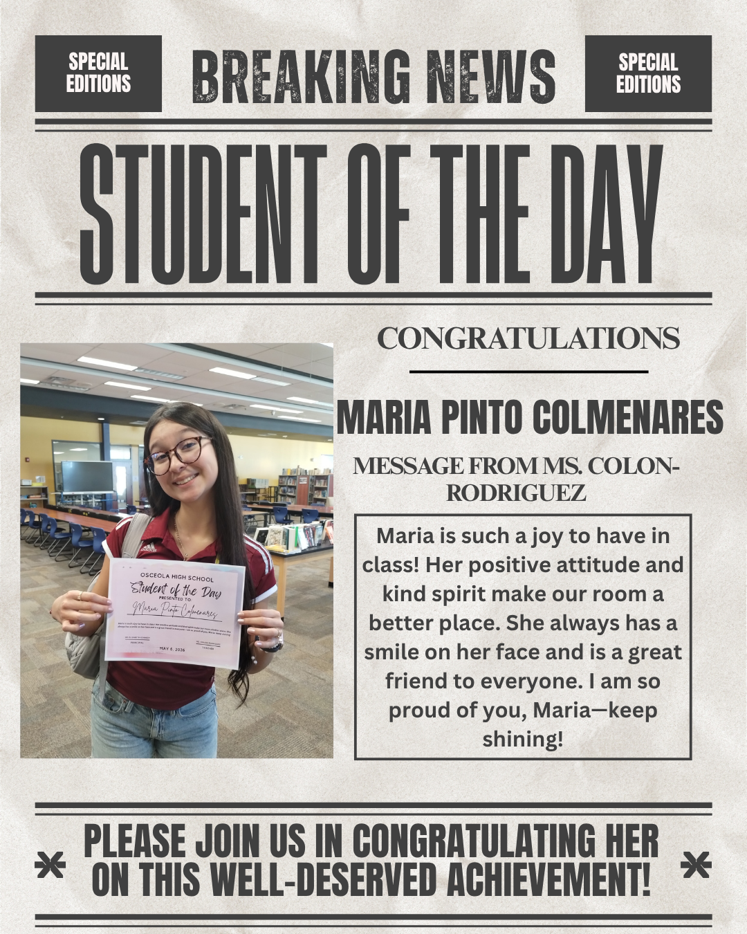 Student of the Day