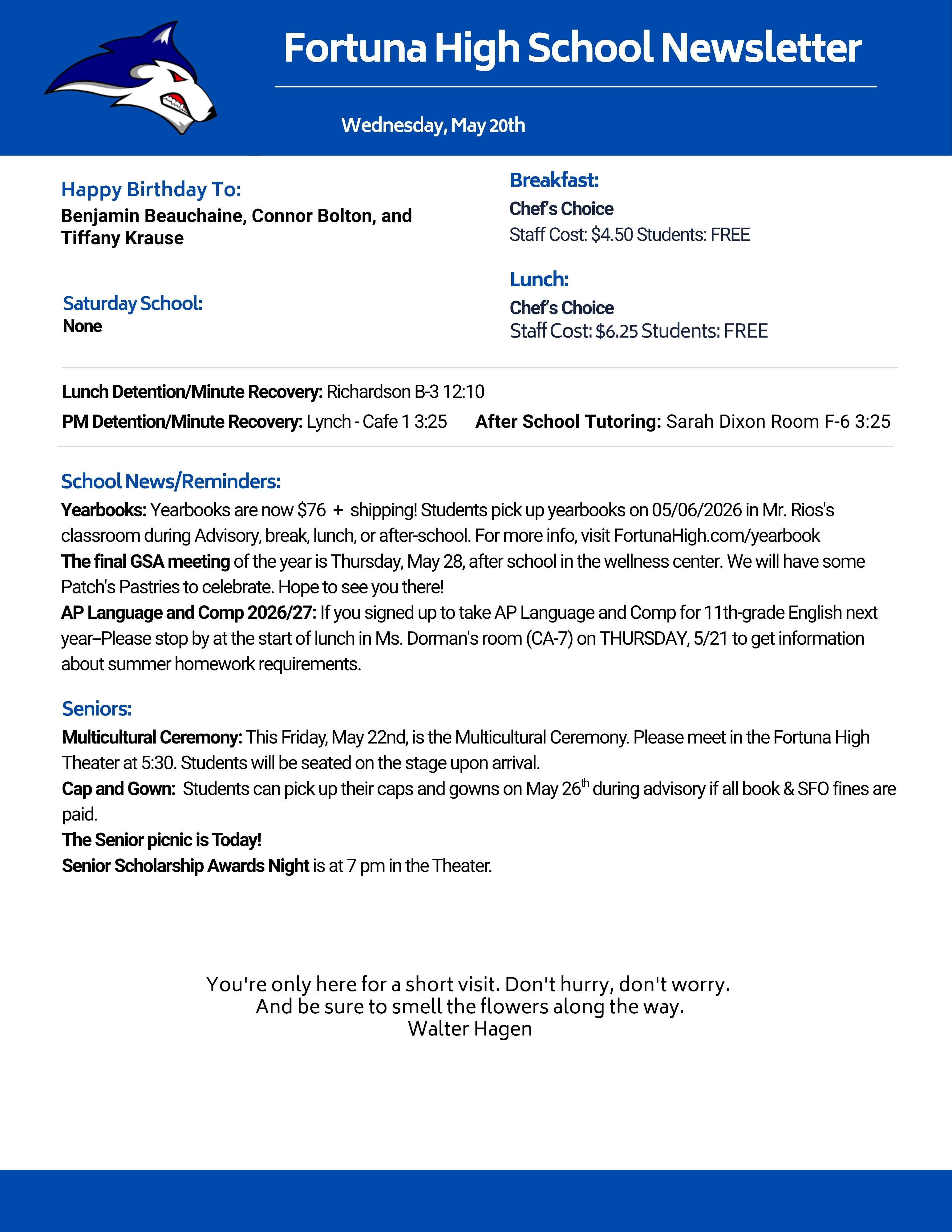 Bulletin 05/20/2026