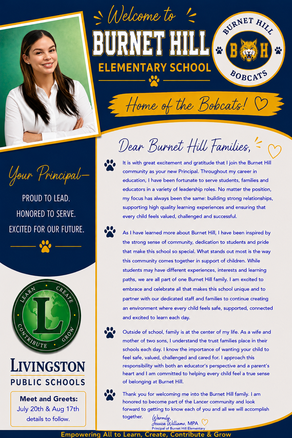 Principal's Welcome Letter