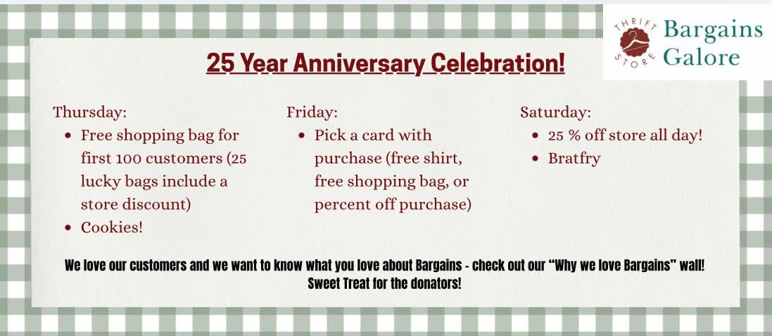 Bargain's Galore 25th Anniversary Celebration