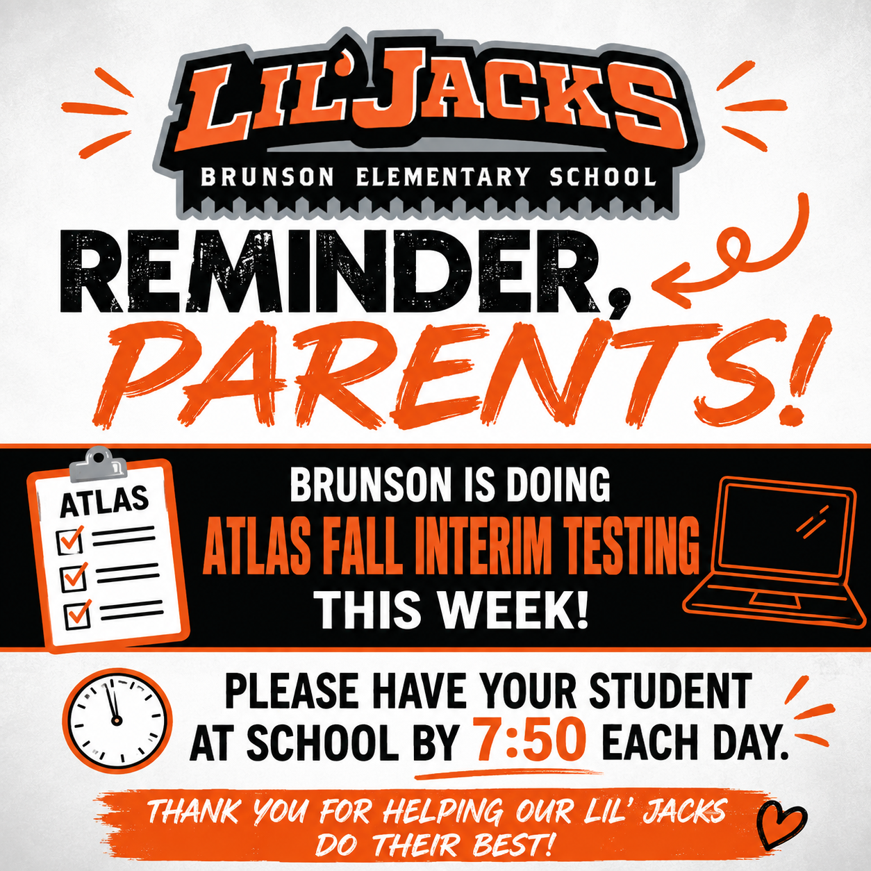 Brunson - ATLAS Testing Reminder