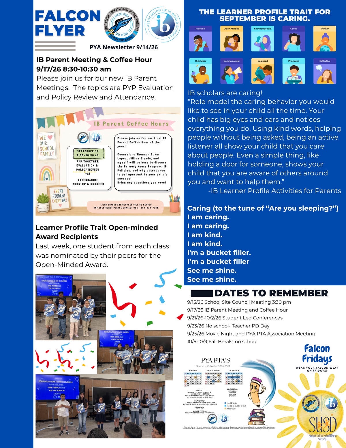 PYA Newsletter 9-14-26
