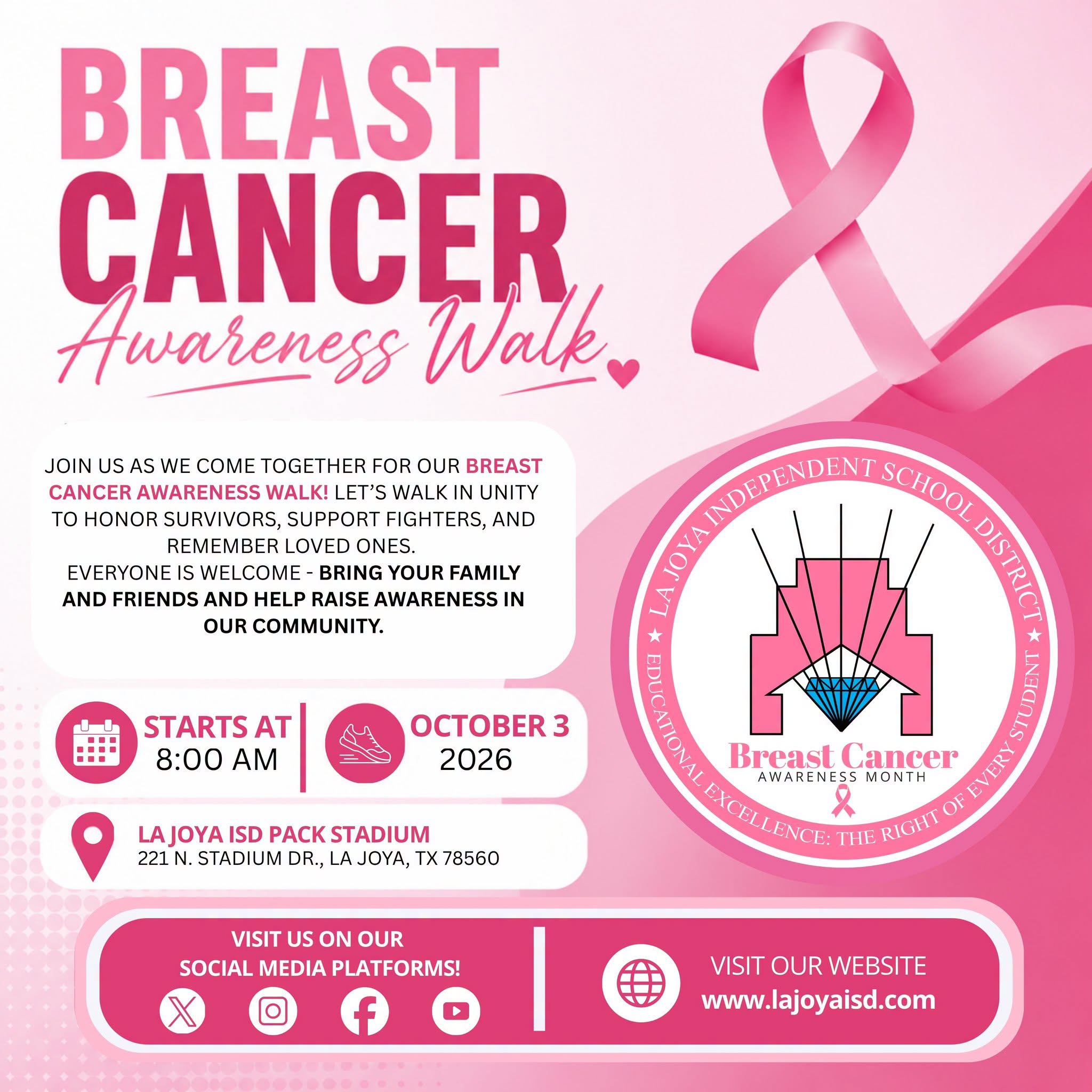 🎀👟 The countdown is on—our Breast Cancer Awareness Walk is almost here!
