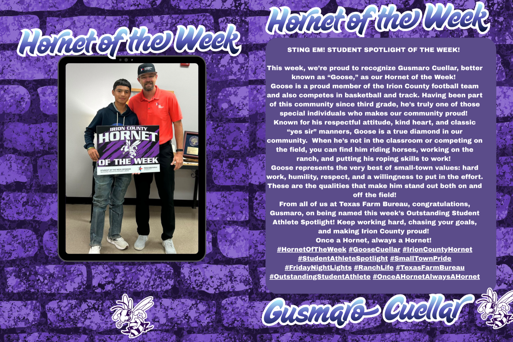 HORNET OF THE WEEK