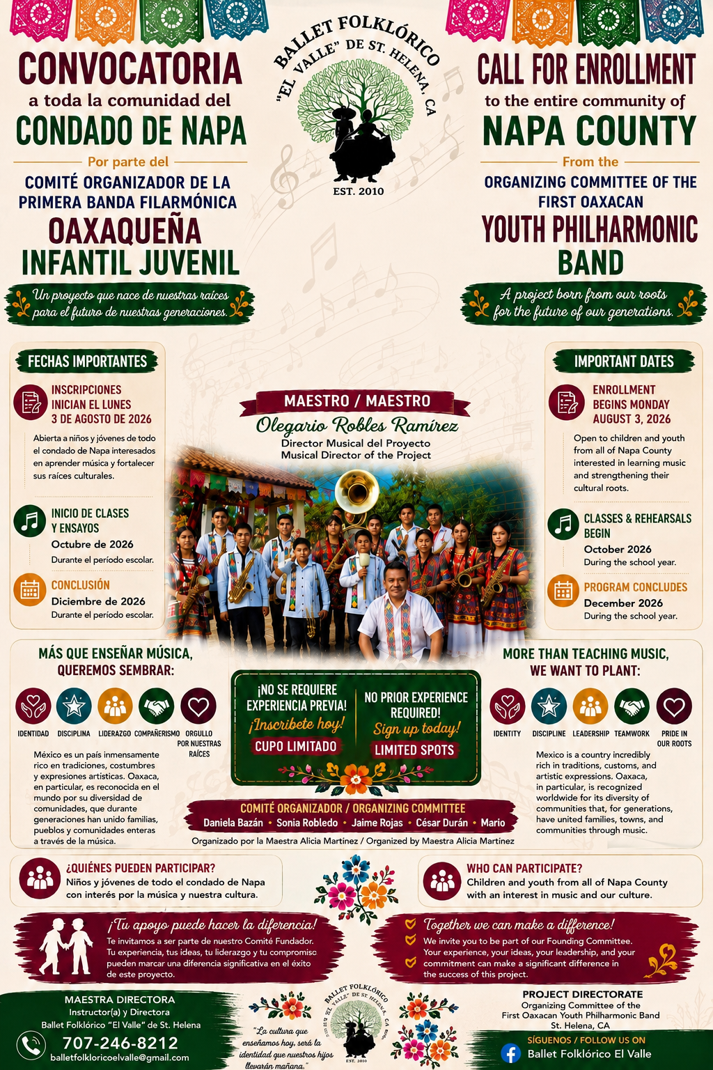 Enrollment of Napa County First Oaxacan Youth Band 