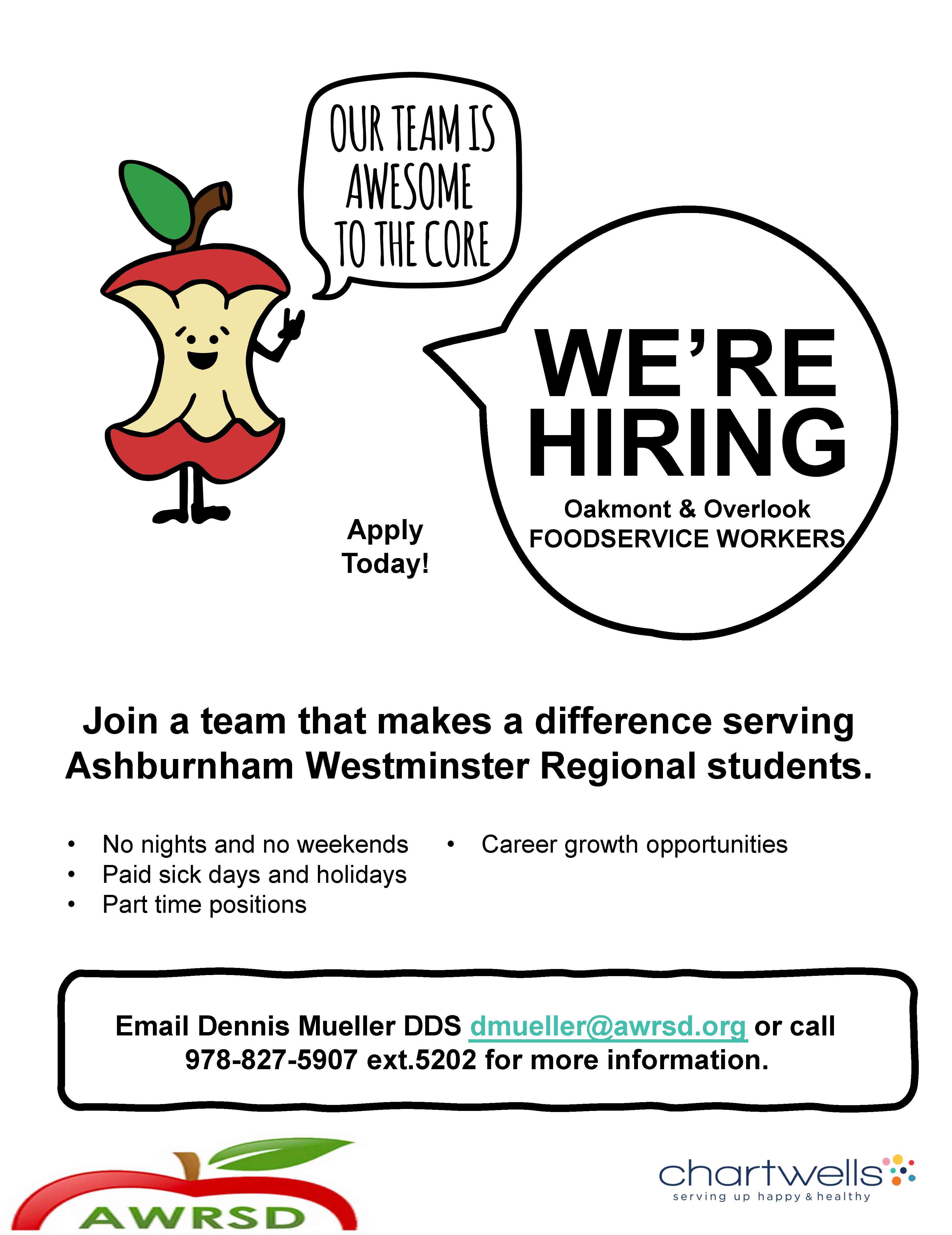 Hiring Food Service Workers at Oakmont and Overlook! 7/6/2026