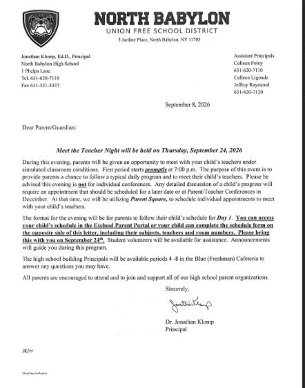 Meet the Teacher Night THURSDAY Sept. 24, 2026