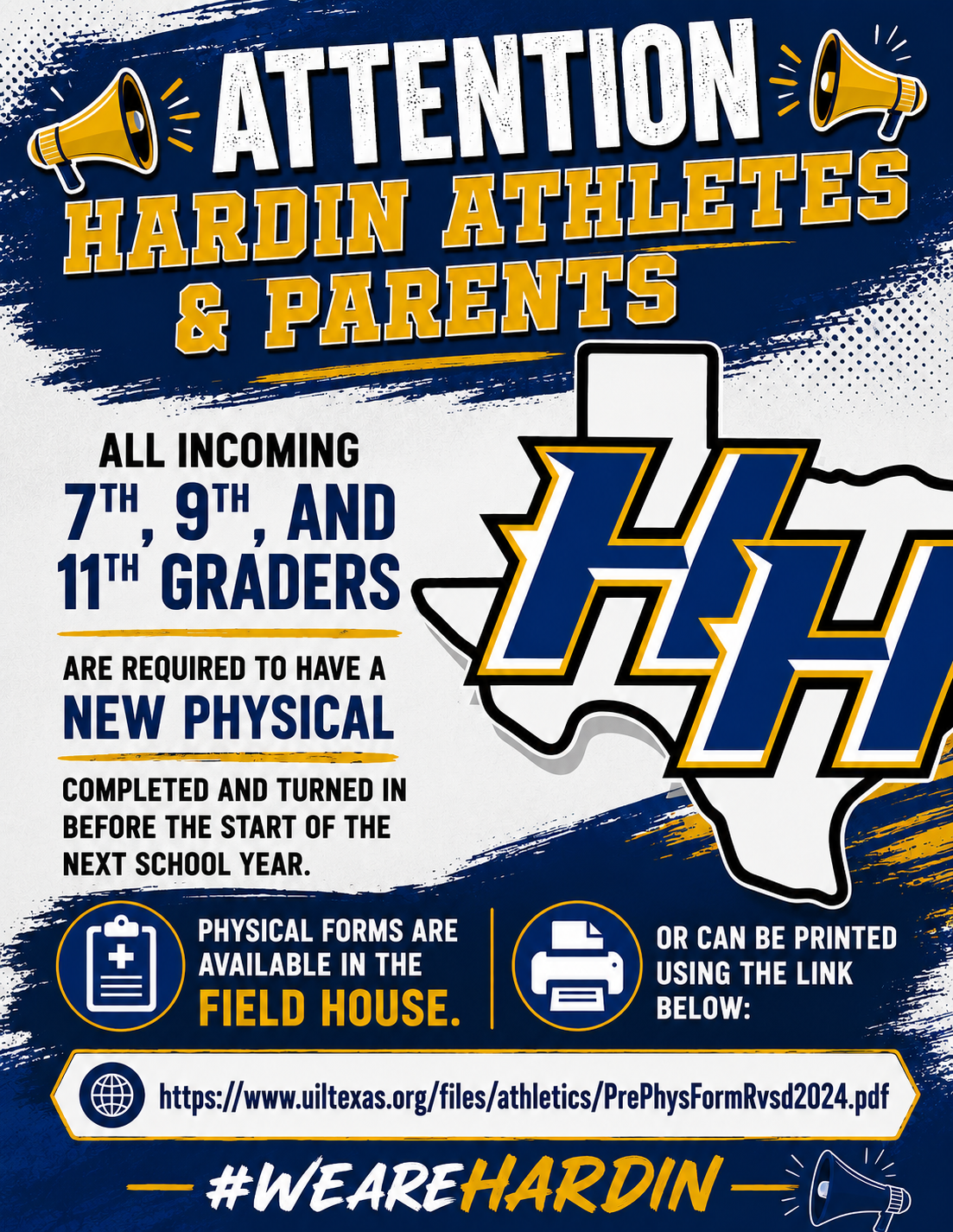 Attention Hardin Athletes & Parents – Physicals Required for Next School Year