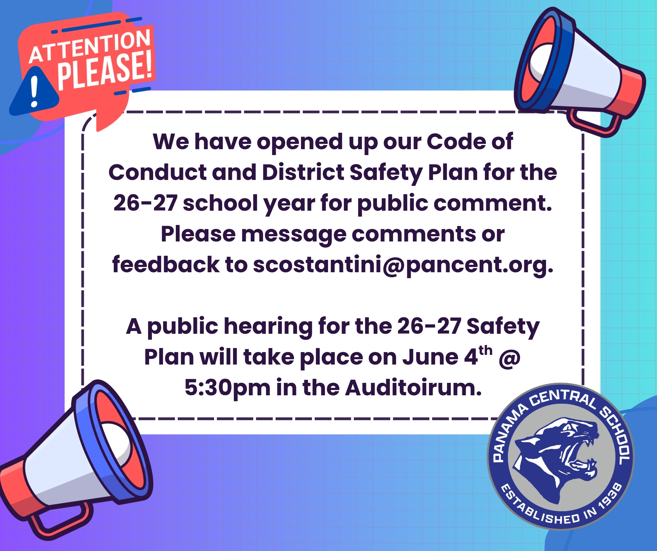 Code of Conduct and Safety Plan Open for Public Comment