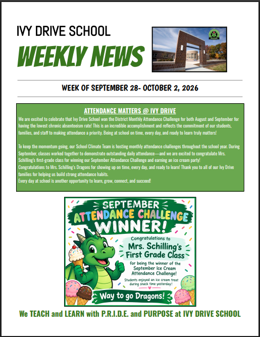 Ivy Drive Weekly News - Week of Sept. 28.