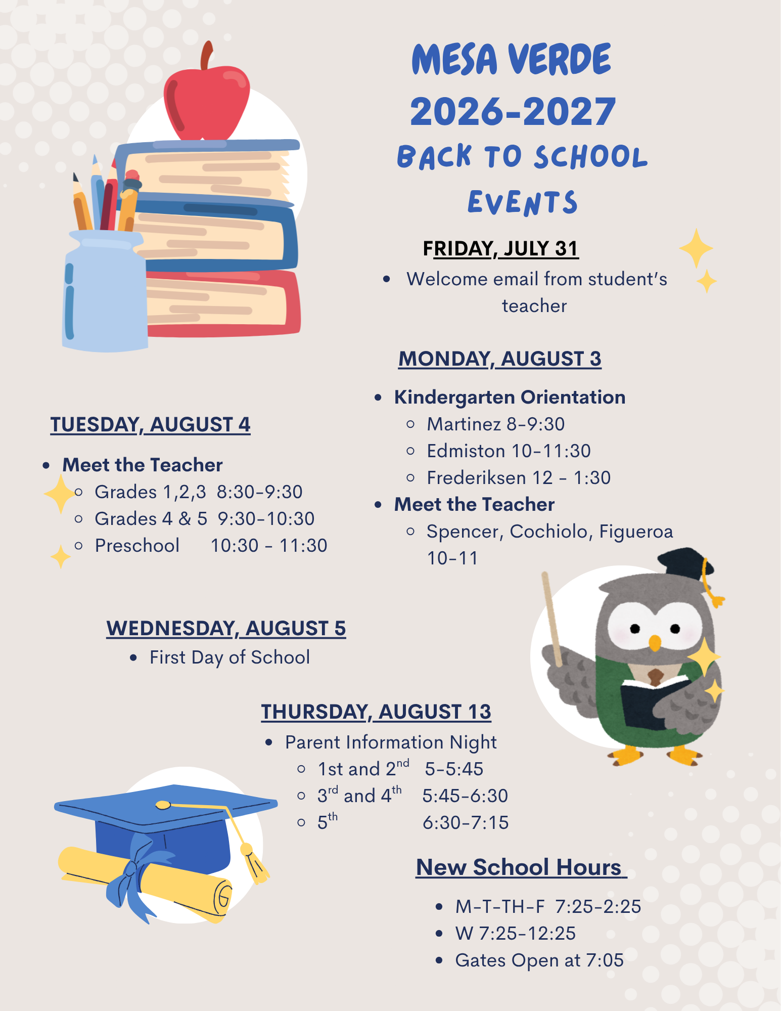 Mesa Verde - Back to School Information