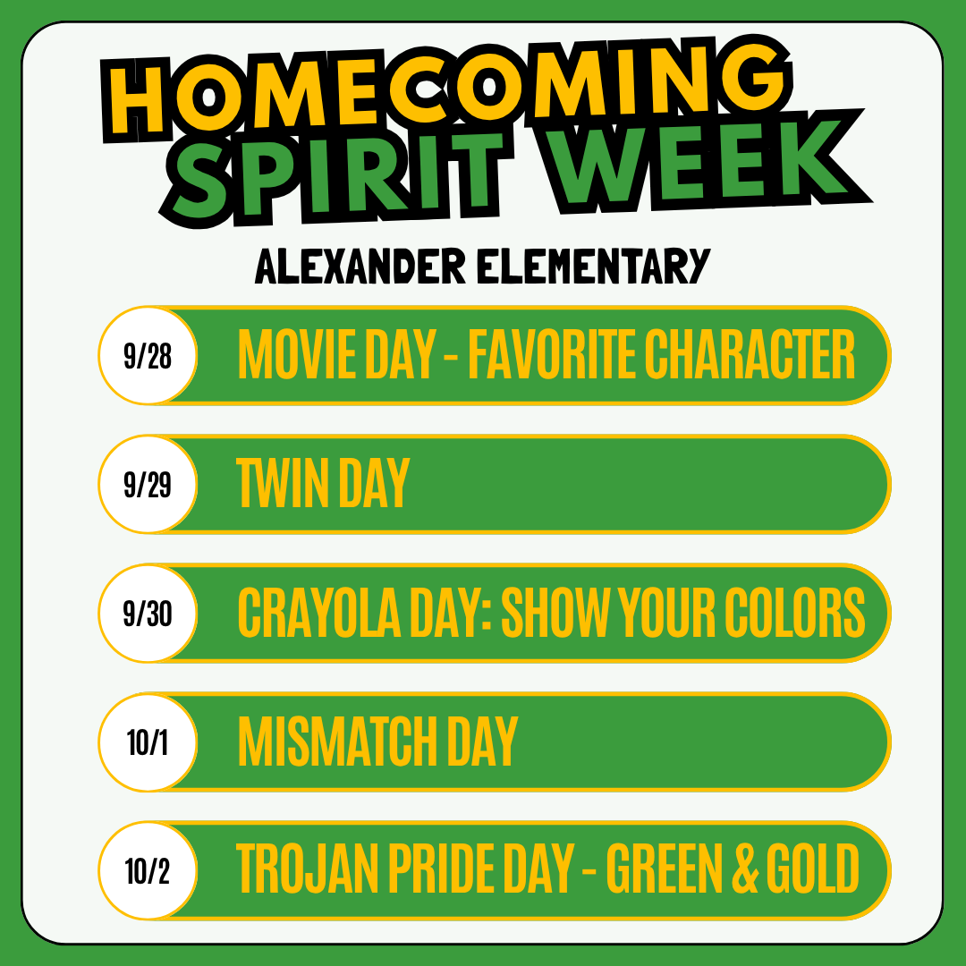 ACES Homecoming Spirit Week (9/29-10/2)