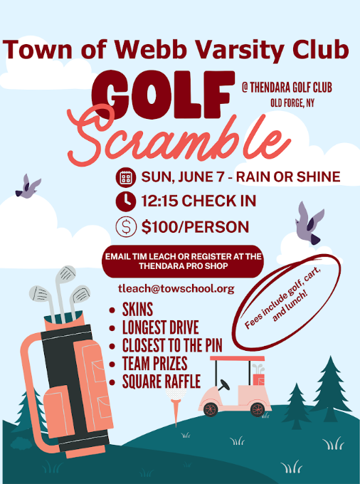 Town of Webb Varsity Club Golf Fundraiser - June 7, 2026 at 12:15PM