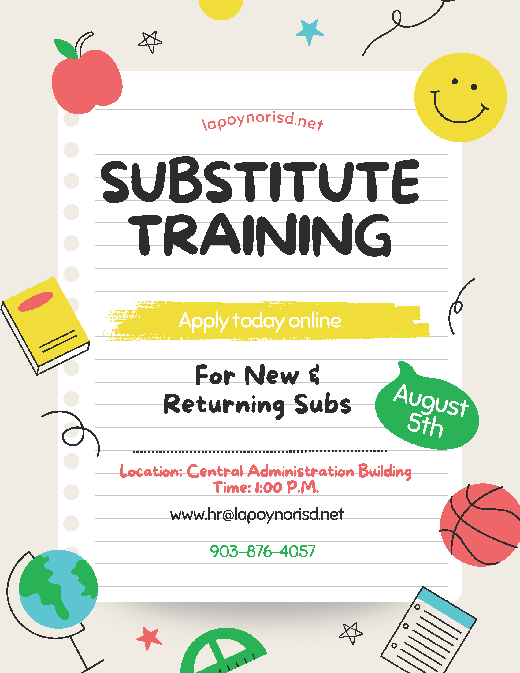 Substitute Teacher Training | August 5th