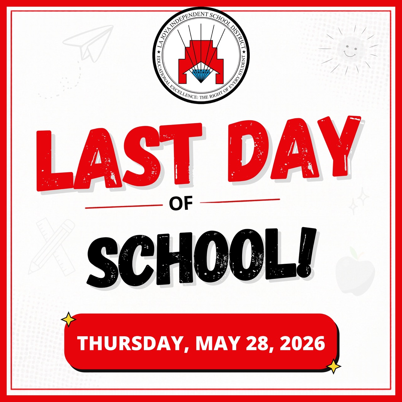 🎉☀️ Just one more week until the LAST DAY OF SCHOOL! 📚✏️🙌
