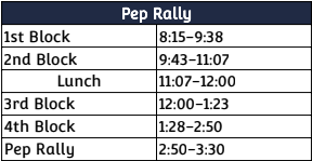 HHS - Pep Rally Schedule Tomorrow...