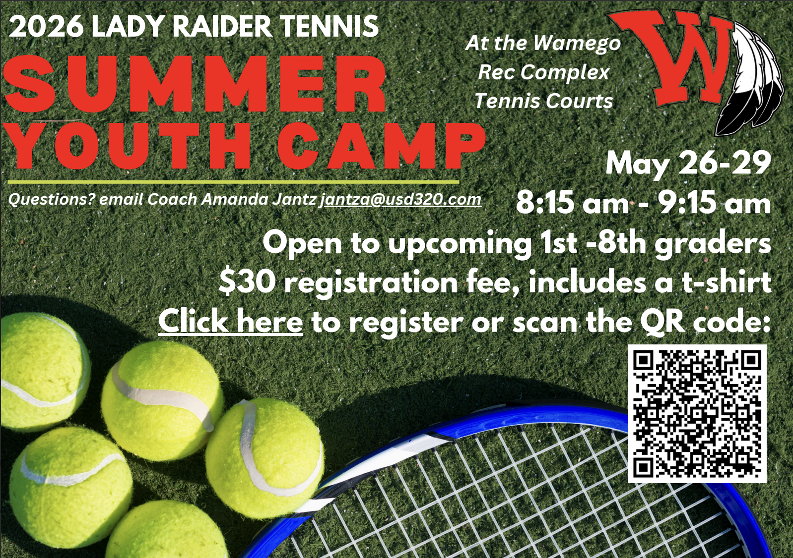 Register for Tennis Camp! Due date approaching