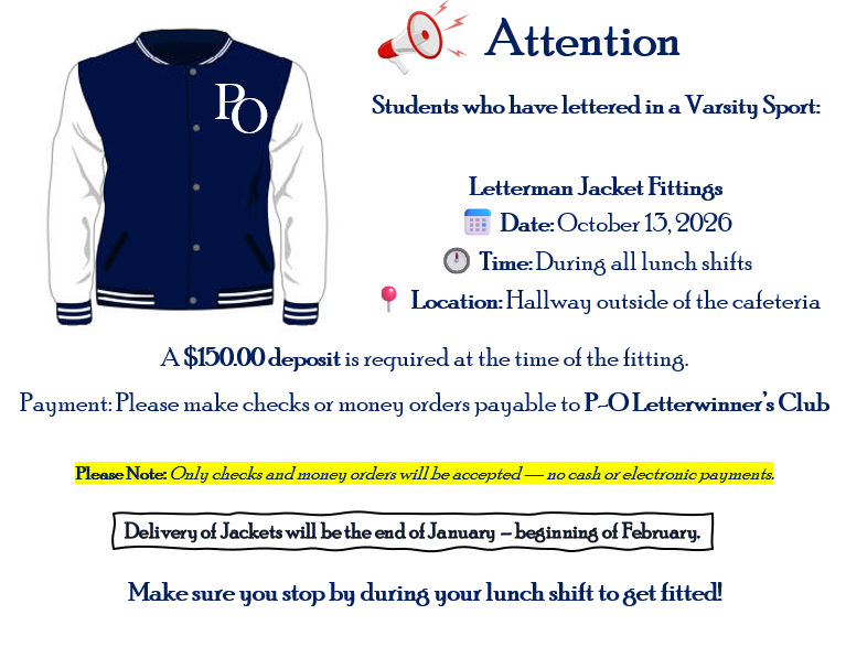 P-O Letterwinner Jackets
