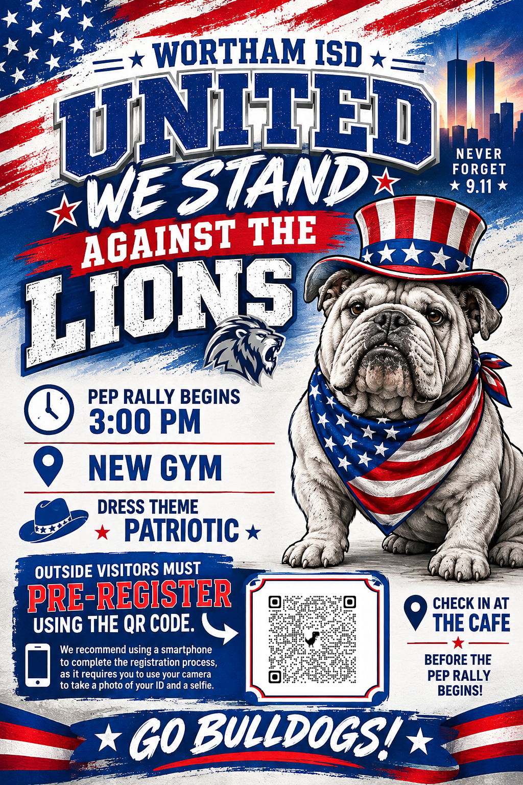 Pep Rally 3pm Pre-registration required for visitors