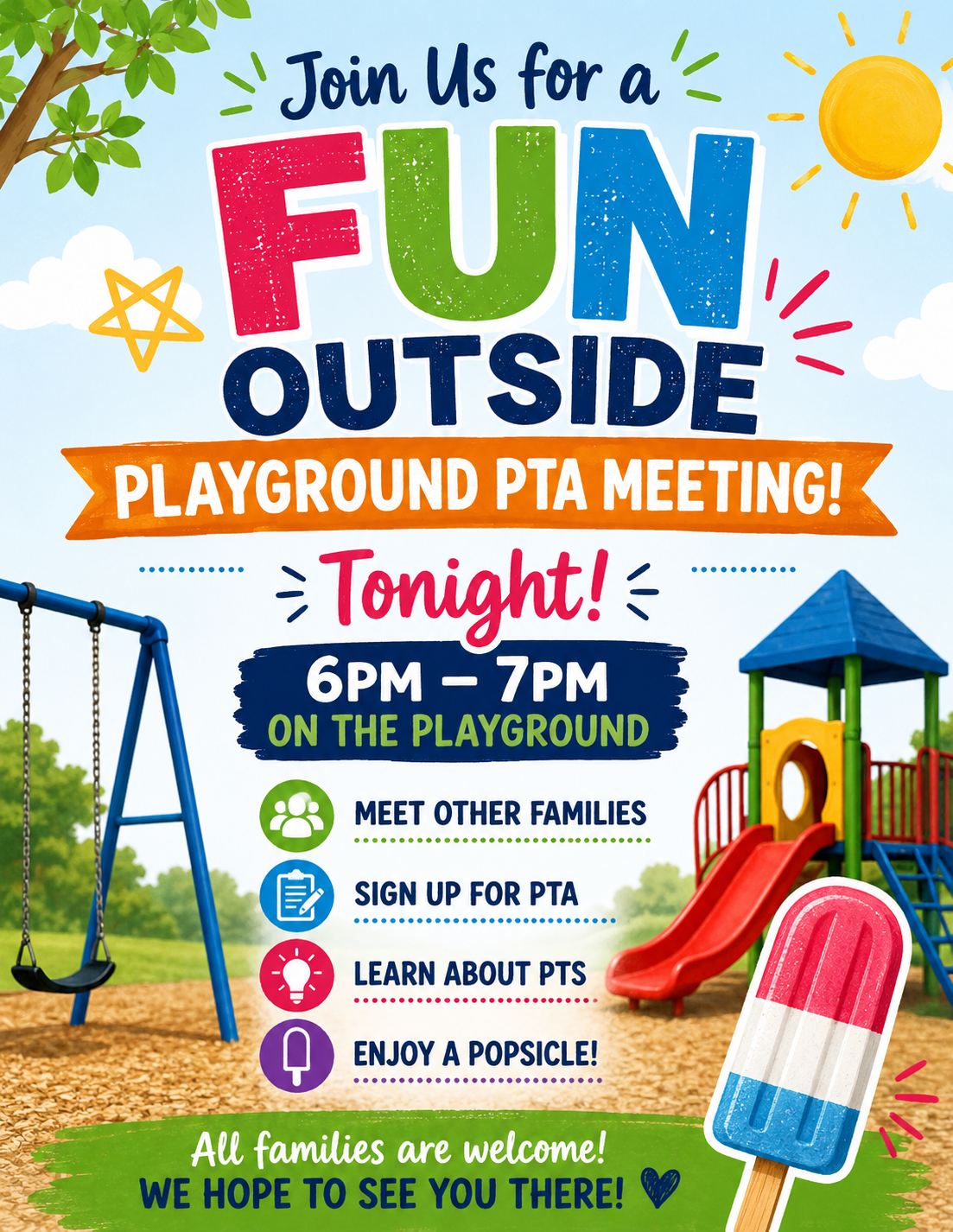 Join Us Tonight! Playground PTA Meeting 💙💛