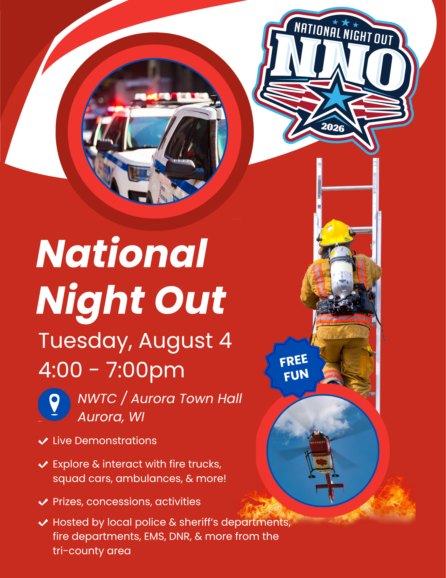 Save the Date! August 4 4:00-7:00 PM Aurora Town Hall - National Night Out