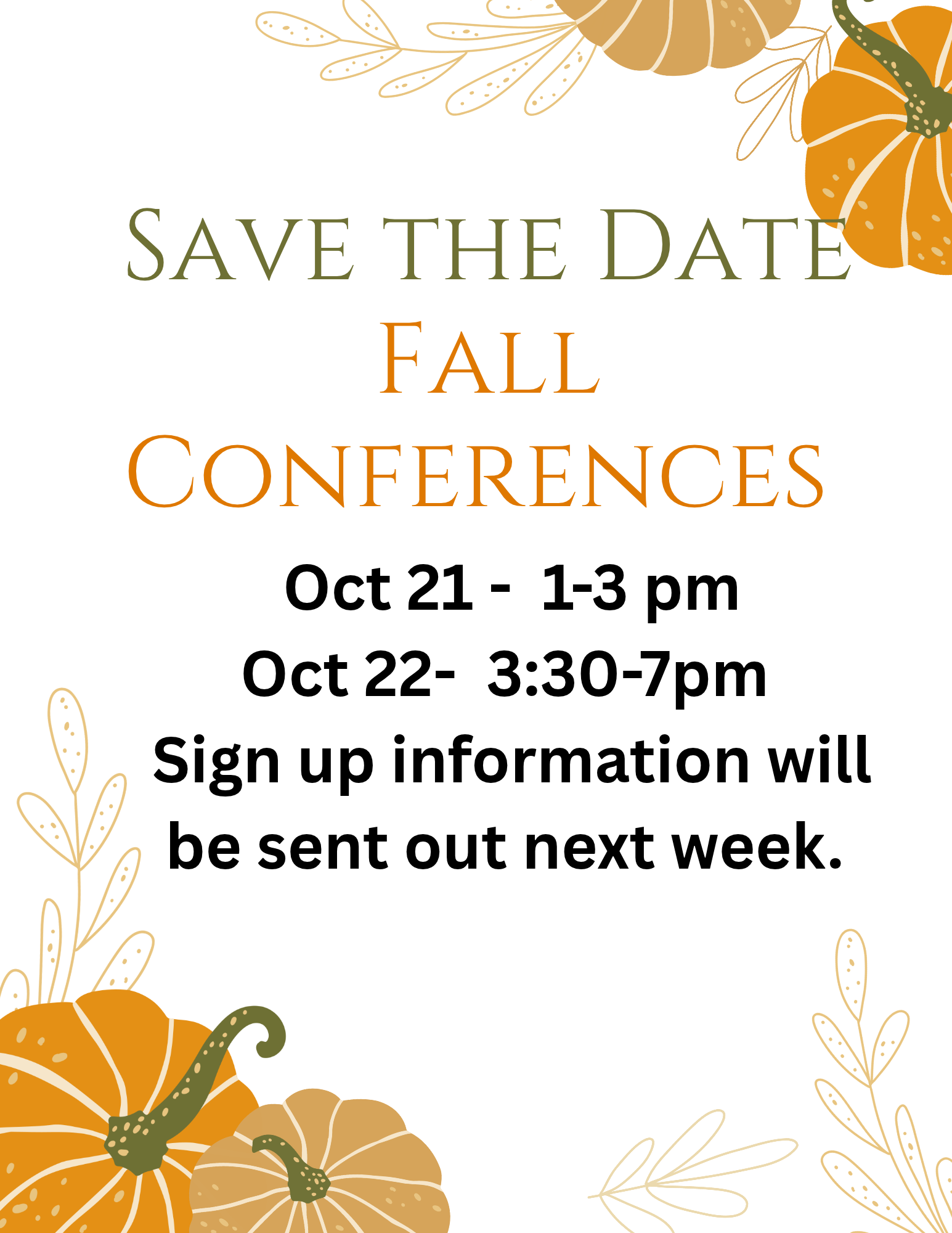 Save the Date- Fall Conferences 