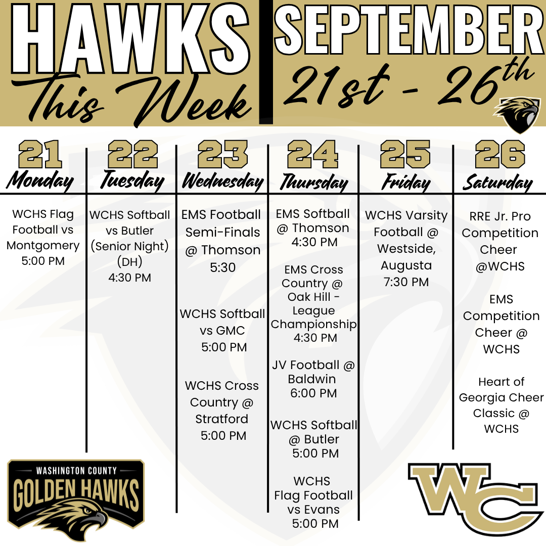 Weekly Athletics Schedule